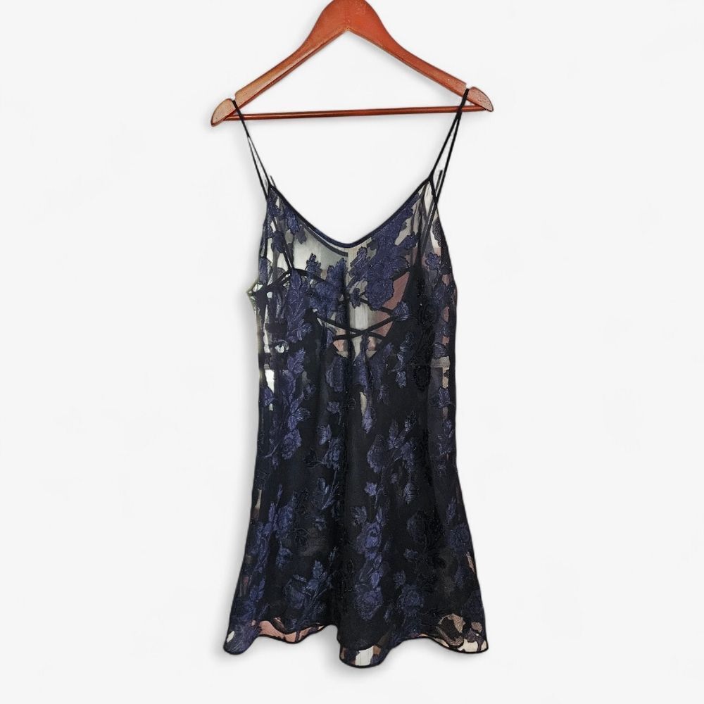 Vintage Expressions By California Dynasty Strappy Floral Lace Chemise Lingerie M